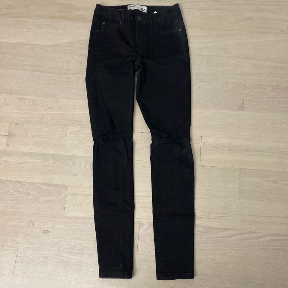 Garage - Size 3 - Black Ripped Jeans - High Waist Jegging